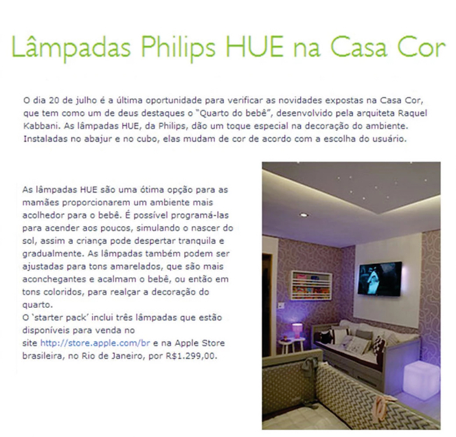Lâmpadas Philips HUE na Casa Cor